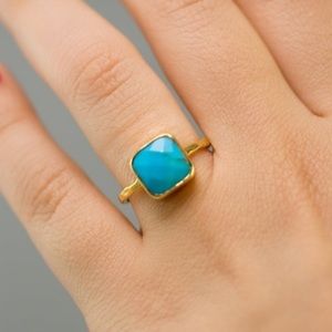 {CECELIA} boho turquoise stone square ring